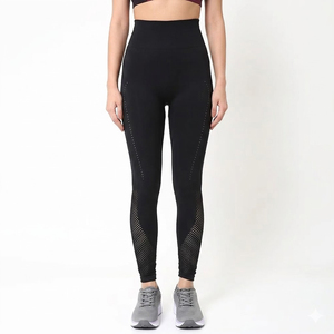 กางเกงเลกกิ้งโยคะสำหรับผู้หญิงคุณภาพสูงสั่งทำพิเศษ ระบายอากาศได้ดี กระชับรูปร่าง พร้อมโลโก้ที่เอว ผลิตจากผ้าฝ้าย/ใยไผ่ ไร้ตะเข็บ - Product Image 1