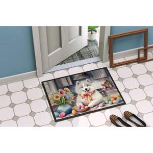 Nuevo Felpudo de pila baja antideslizante para Exteriores de 18H X 27W para Pascua con un diseño samoyedo decorativo lavable para entrada - Product Image 4
