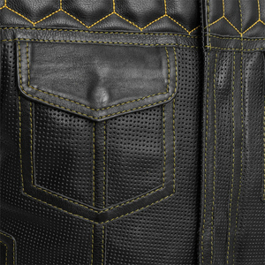 Men's Genuine Leather Winter Moto <b>Vest</b> Breathable Waterproof Reversible O-Neck Casual Outerwear Regular Length <b>Black</b> - Product Image 4