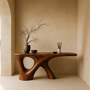 Table console moderne en bois massif naturel fait main, de haute qualité, marque Luxali, modèle pour salon, hôtel, entrée - Product Image 2