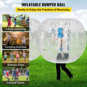 2 pièces de boules de bumper gonflables transparentes de 4 pieds/1,2 m de diamètre, temps de gonflage de 5 minutes, football à bulles et boule Zorb pour adultes et enfants - Product Image 2