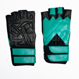 Gants de musculation en PU durables à demi-doigts avec sangle de poignet réglable, logo/couleur personnalisés, imperméables, qualité supérieure - Product Image 1