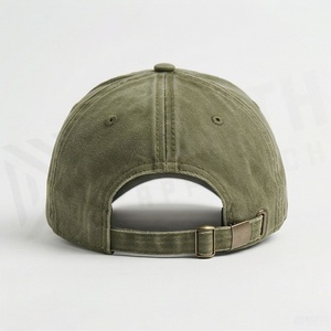 Casquette de baseball vert olive à 6 panneaux avec logo géométrique brodé sur le devant, visière réglable, unisexe, décontractée - Product Image 2