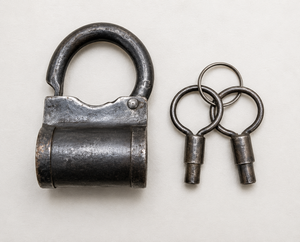 Decorative Antique Black Iron <b>Lock</b> and Key Set Traditional Handcrafted Security Hardware for Doors Cabinets Trunks and Storage - Product Image 4
