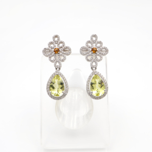 Ensemble pendentif et boucles d'oreilles en argent sterling 925 avec citrine naturelle et quartz citron, plaqué rhodium, bijoux fins OEM ODM - Product Image 4