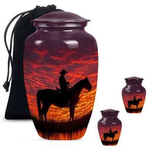 Urna Funeraria Sunset Cowboy para Cenizas, Hecha a Mano, Personalizada, Decorativa, Urna Conmemorativa Personalizable, Recuerdo de Cenizas para Hombre y Mujer - Product Image 4