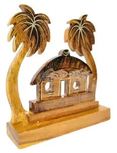 Sculpture artisanale en bois de palmier, décoration tropicale pour la maison, style rustique insulaire, ornement de table, souvenir écologique - Product Image 3