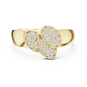 Ensemble de bagues pour homme TRI-PETAL RADIANCE avec diamant de laboratoire taille brillant, en or jaune massif 18 carats plaqué rhodium, pour mariage, fiançailles, soirée - Product Image 1