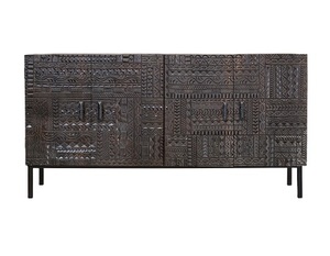 Aparador de Comedor Moderno y Contemporáneo, Estilo Rústico, Madera Sólida, Color Negro, Mueble para Sala de Estar - Product Image 1