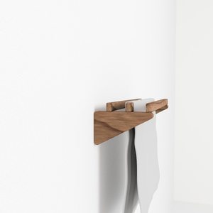 Porte-serviettes mural en bois finition naturelle, organisateur de rangement de luxe pour salle de bain, vente en gros B2B - Product Image 3