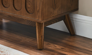 Armoire de rangement contemporaine en bois de noyer foncé à 2 portes, armoire à chaussures nordique pour entrée avec poignées dorées pour salon - Product Image 4