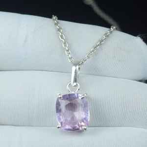 Collar de Plata de Ley 925 con Colgante de Kunzita Rosa Hecho a Mano Estilo Boho, Regalo de San Valentín - Product Image 5