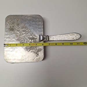Vintage Hammered Metal Floral Embossed Hinged Lid Dust <b>Pan</b> Crumb Silent Butler - Product Image 4