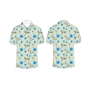 เสื้อโปโลผู้ชายสีขาวพิมพ์ลายดอกไม้สีฟ้าลำลองแขนสั้นแฟชั่นฤดูร้อน - Product Image 3