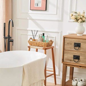 2-Pack Eco-Friendly Hyacinth <b>Woven</b> Storage <b>Baskets</b> with Handles Water Hyacinth Wicker Pantry <b>Baskets</b> for Shelf Storage - Product Image 2