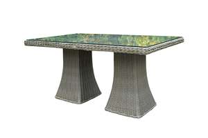 Table d'extérieur contemporaine en rotin avec plateau en verre trempé, ensemble de meubles de jardin résistant aux intempéries - Product Image 3