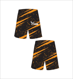 Ferocious Men's Plus Size Board Shorts <b>Black</b> Orange Striped Sublimation Print Casual Elastic Waist Short Shorts - Product Image 1