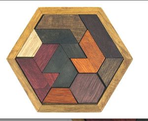 Rompecabezas Tangram Hexagonal de Madera Hecho a Mano y Ecológico |   Juego Educativo para el Cerebro, Suministro de Fábrica - Product Image 1