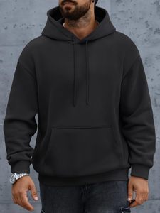 <b>Pullover</b> <b>Men</b> Hoodie Solid Plain Custom Hooded Sweatshirt Heavyweight Fleece Hoodie Kangaroo Pocket 100% Cotton Blend Relaxed Fit - Product Image 2