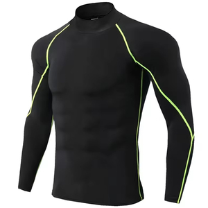 Unisex <b>Black</b> Full Sleeve Rash Guard <b>Compression</b> <b>Shirt</b> Breathable Quick Dry Polyester/Nylon Fitness Top - Product Image 2