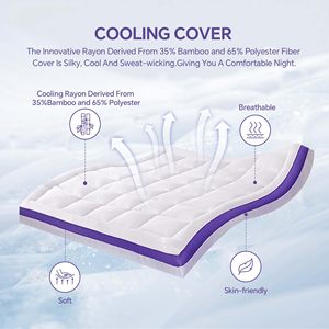 Cubrecolchón de Microfibra Refrigerante, Acolchado, Color Blanco Sólido con Borde de 3-4 Pulgadas de Grosor, 400 Hilos, Personalizable para el Hogar, Uso en Todas las Estaciones - Product Image 2