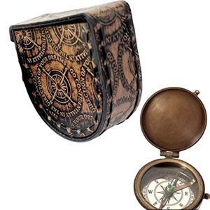 Boussole de poche plate en laiton extérieure professionnelle look vintage boussole en laiton de coulée nautique avec couvercle-boussole magnétique marine - Product Image 1