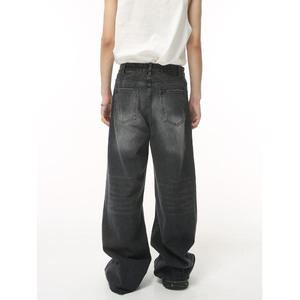 Men's Multi Pocket Baggy Retro Floor Length <b>Jeans</b> Plus Size Loose Wide Leg Denim Trousers - Product Image 2