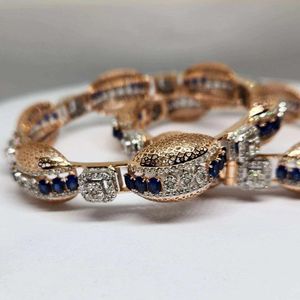 Brazalete de Lujo en Oro Rosa de 14K con Diamante Cultivado en Laboratorio de 10.80Ct y Piedra Azul, Certificado GH SI IGI, Joyería Fina al por Mayor OEM para Uso Diario - Product Image 3