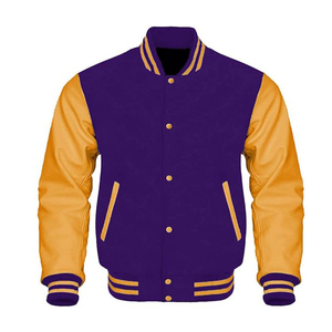 Veste de baseball personnalisée en laine 100% avec col montant et capuche, style streetwear hip-hop, grande taille - Product Image 1