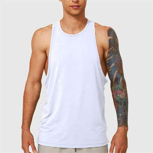 Camiseta sin mangas de calidad personalizada, chaleco de poliéster y algodón, camiseta deportiva para hombre. - Product Image 6