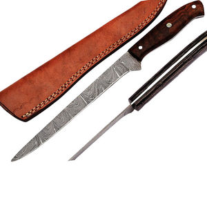 Cuchillo de Filetear de Acero de Damasco Personalizado Hecho a Mano por Burraq, Opciones de Hoja de 8 y 10 Pulgadas, Funda de Cuero, Apto para Lavavajillas, Regalo Ideal para - Product Image 1