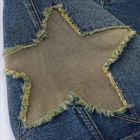 Jean en denim vintage streetwear été/hiver 2026, taille haute, respirant, effet usé, broderie personnalisée, mignon, clair/foncé
