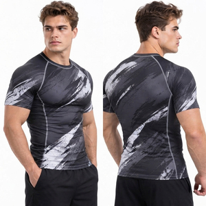 Großhandel Herren Kurzarm Rash Guard Sublimationsdruck Kompressions-T-Shirt Umweltfreundliches Fitness-Workout-Oberteil Herren Baselayer-T-Shirt - Product Image 4