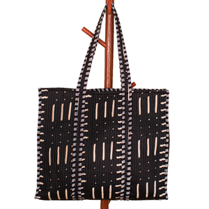Everyday Lifestyle Bag Quilted Solid <b>Black</b> Bohemian Style Spacious Open <b>Top</b> Women's Shoulder Bag for Travel Gym Beach Casual Use - Product Image 2