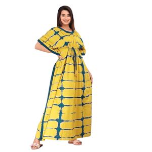 Camisón maxi tipo caftán 100% algodón estampado para mujer, ropa cómoda de corte holgado para estar en casa - Product Image 1