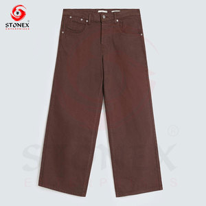 Jean en denim marron pour homme, coupe large, décontracté, style streetwear, en coton, mode vintage moderne, vente en gros - Product Image 4