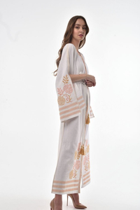 Bohemian Style Cotton Maxi Dress for Women Embroidered <b>Long</b> Ethnic <b>Kaftan</b> Dress with Flowy Sleeves - Product Image 3