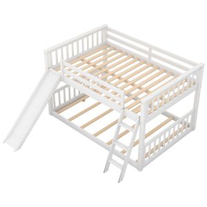 Cama litera blanca doble sobre doble con tobogán y escalera convertibles, camas infantiles, SKU antiguo GX000708AAK - Product Image 6