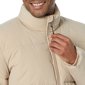 Chaqueta Acolchada con Capucha para Hombre, Color Beige, Cuello Alto, Cierre de Cremallera, Impermeable, Resistente al Viento, Reversible, Invierno, Casual, Color Sólido, 100% - Product Image 6