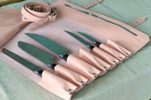 Sac de rangement pour couteaux de cuisine, organiseur robuste pour outils de barbecue, sac à couteaux en cuir, rouleau pour couteaux de chef LKR-0297 - Product Image 6