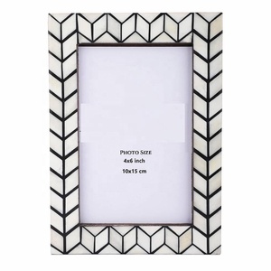 Chevron <b>Design</b> Bone Inlay Photo <b>Frame</b> Decorative <b>Frame</b> for <b>Wall</b> & Tabletop-Ideal for Living Room, Office & Bedroom Desk Decor - Product Image 2