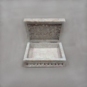 Caja de Joyería de Piedra Jabonosa Natural India Tallada a Mano, Caja de Regalo de Boda de Lujo Hecha por Artesanos Modernos, Suministro al por Mayor - Product Image 3
