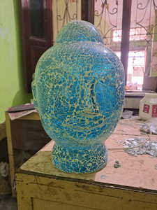 Lampe de table en mosaïque unique côté crâne visage d'homme lampe de table en mosaïque de super qualité lampe de table antique fabriquée en Inde - Product Image 4