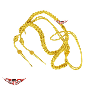 Aiguillette dorée, cordons d'épaule en fil de soie doré, aiguillette torsadée épaisse avec pointe dorée métallique - Product Image 6