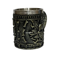 Tasse à boisson en acier inoxydable, pour la maison et les hôtels, style gothique, à Double paroi, chope, gobelet en forme du chevalier Tankard, Dragon et loup