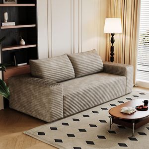 Set Divano in Tessuto Corduroy a 3 Pezzi da 180 cm, con Divanetto e Divano Lungo, Seduta Profonda, per Soggiorno, Camera da Letto, Sala Conferenze, 1 Pezzo, Nessun Montaggio Richiesto - Product Image 6