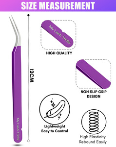 Pince à épiler professionnelle en forme de L pour extensions de cils en fibre, outil d'isolation pour cils volume intense - Product Image 2