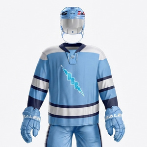 Ensemble uniforme de hockey sur glace haut de gamme pour homme – Maillot sublimé à col en V et pantalon, manches longues, évacuation de l'humidité, toutes saisons, vêtements de sport pour adulte - Product Image 5