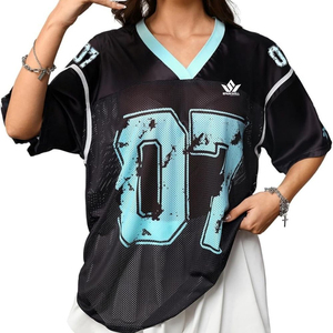 Camiseta de fútbol de malla naranja para mujer, cuello en V, manga tres cuartos, transpirable, holgada, ropa deportiva, número 23 - Product Image 5