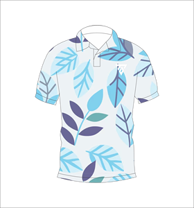 Men’s White Blue Tropical Leaf Print Polo Shirt Casual Short Sleeve Summer Fashion Golf Tee - Product Image 1